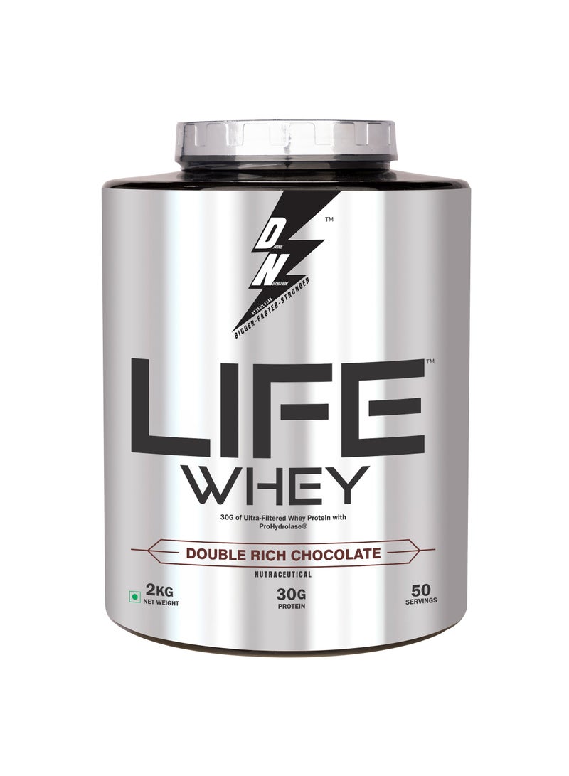 Life Whey Protein Powder with 30g Protein per Serving & Digest Enzymes for Muscle Recovery with Immune Support 50 Servings Supplement Double Rich Chocolate 2Kg