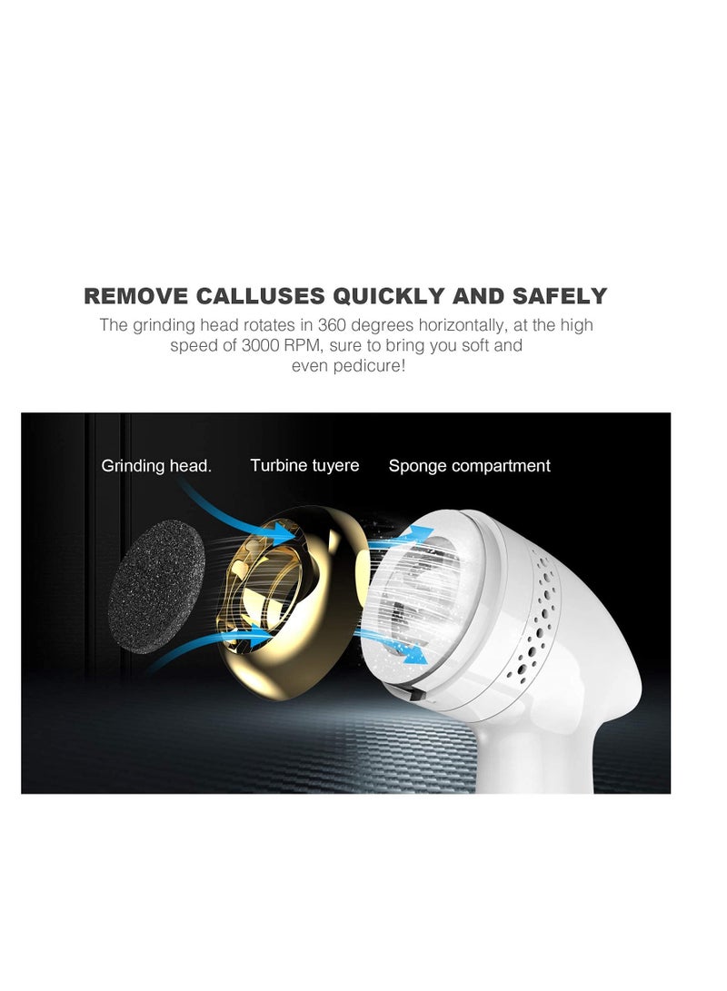 Electric Vacuum Foot Grinder Portable Electronic Foot Callus Remover 3000 RPMS-95% Absorption Rate, Portable Rechargeable Dead Skin Remover for Feet Hard Cracked Dry Skin Ideal Gift