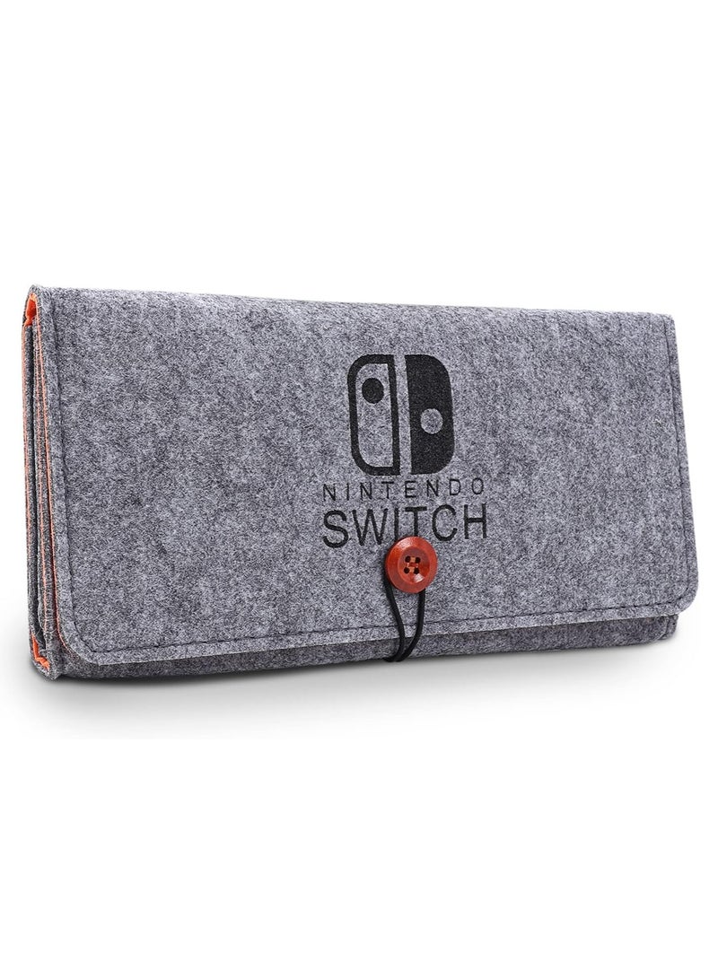 Carrying Case for Nintendo Switch OLED Model 2021 and Switch 2017 Hard Shell Portable Cover Storage Bag with 5 Game Card Slots for Nintendo Switch Console and Accessories Gray