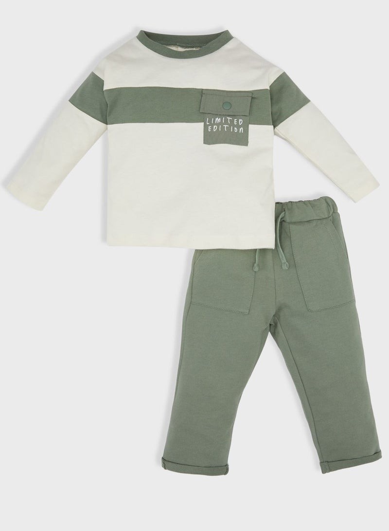 Baby Boy Color Blocked Sweatshirt Sweatpants 2 Piece Set