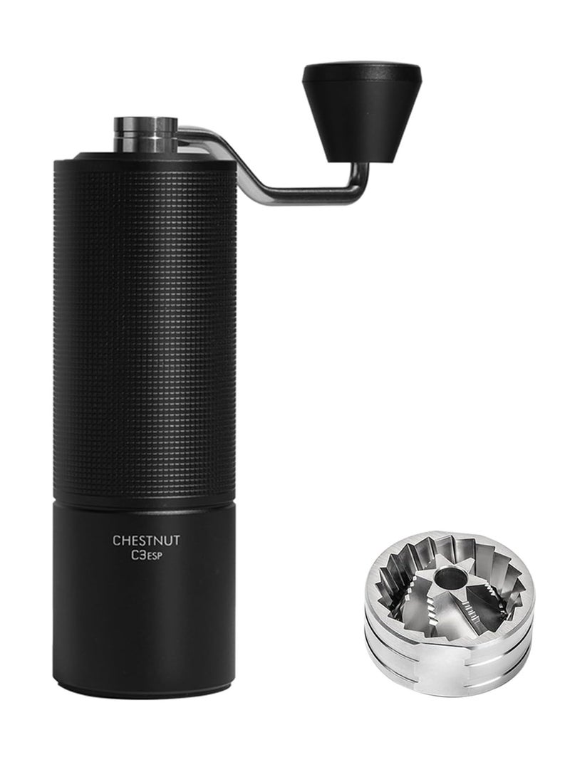 Chestnut C3 ESP Hand Coffee Grinder, Manual Coffee Hand Grinder Capacity 25g with CNC Stainless Steel Conical Burr, Internal Adjustable Setting, Double Bearing Positioning for Travel, Camping (Black)