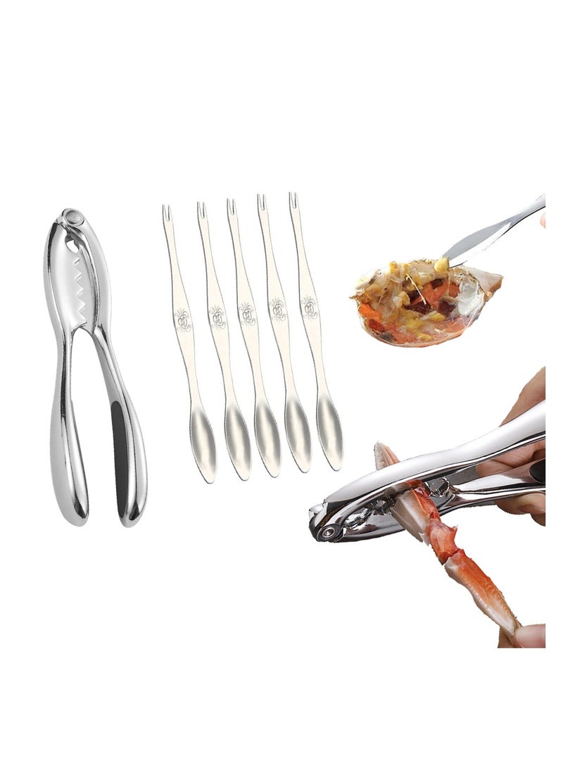 Lobster Crackers and Picks Set, Seafood 5-Piece Crab Leg Cracker Tools - Seafood Crackers & Forks Nut Cracker Set, Crab Crackers Lobster Sheller Picks Tools