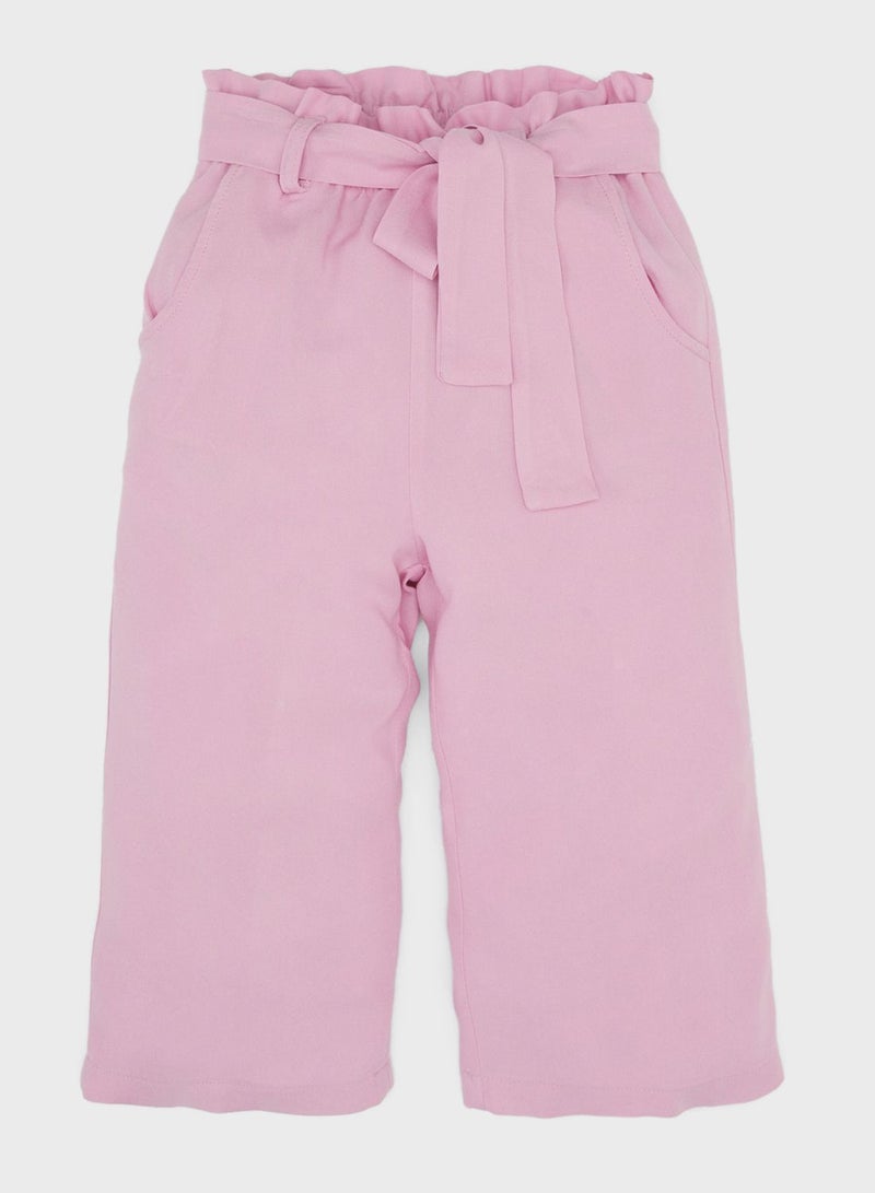 Baby Girl Regular Fit Straight Leg Viscose Trousers