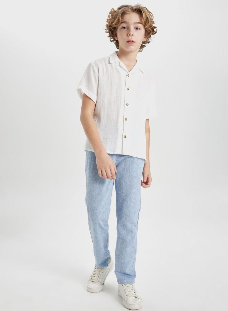 Boy Regular Fit Standard Leg Linen Look Trousers