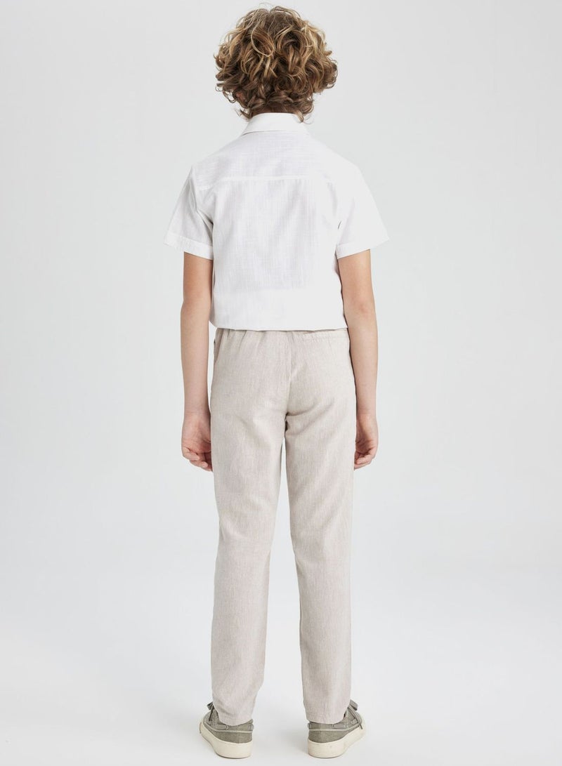 Boy Regular Fit Standard Leg Linen Look Trousers