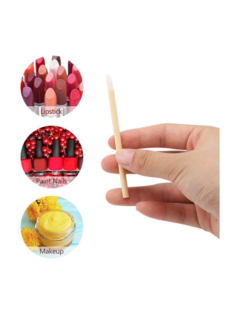 Disposable Bamboo Handle Lip Brushes, Lipstick Lip Gloss Wands Applicator Makeup Tool, for Applying Lip Gloss, Lipstick, Concealer, Etc. Not Easy to Break, Easy to Carry(100Pcs )