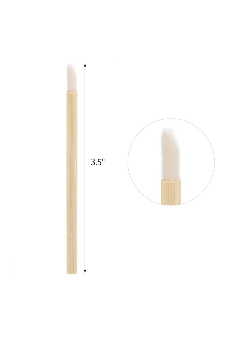 Disposable Bamboo Handle Lip Brushes, Lipstick Lip Gloss Wands Applicator Makeup Tool, for Applying Lip Gloss, Lipstick, Concealer, Etc. Not Easy to Break, Easy to Carry(100Pcs )