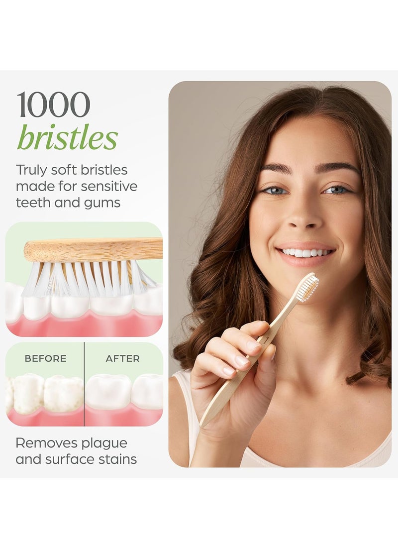 VIVAGO Biodegradable Bamboo Toothbrushes 10 Pack - BPA Free Soft Bristles Toothbrushes, Eco-Friendly, Compostable Natural Wooden Toothbrush