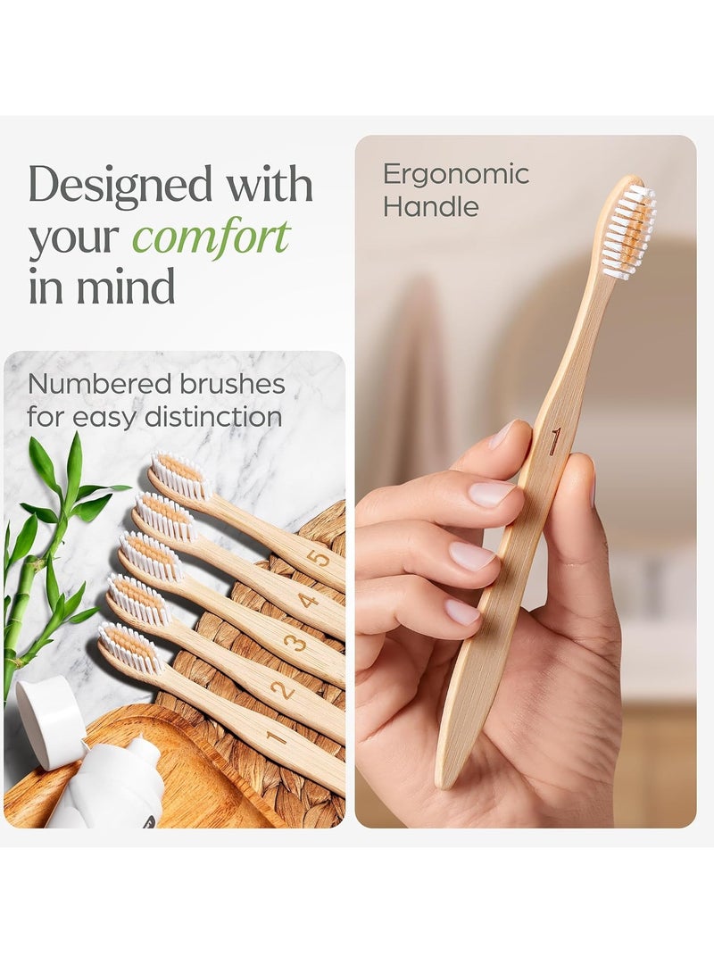 VIVAGO Biodegradable Bamboo Toothbrushes 10 Pack - BPA Free Soft Bristles Toothbrushes, Eco-Friendly, Compostable Natural Wooden Toothbrush
