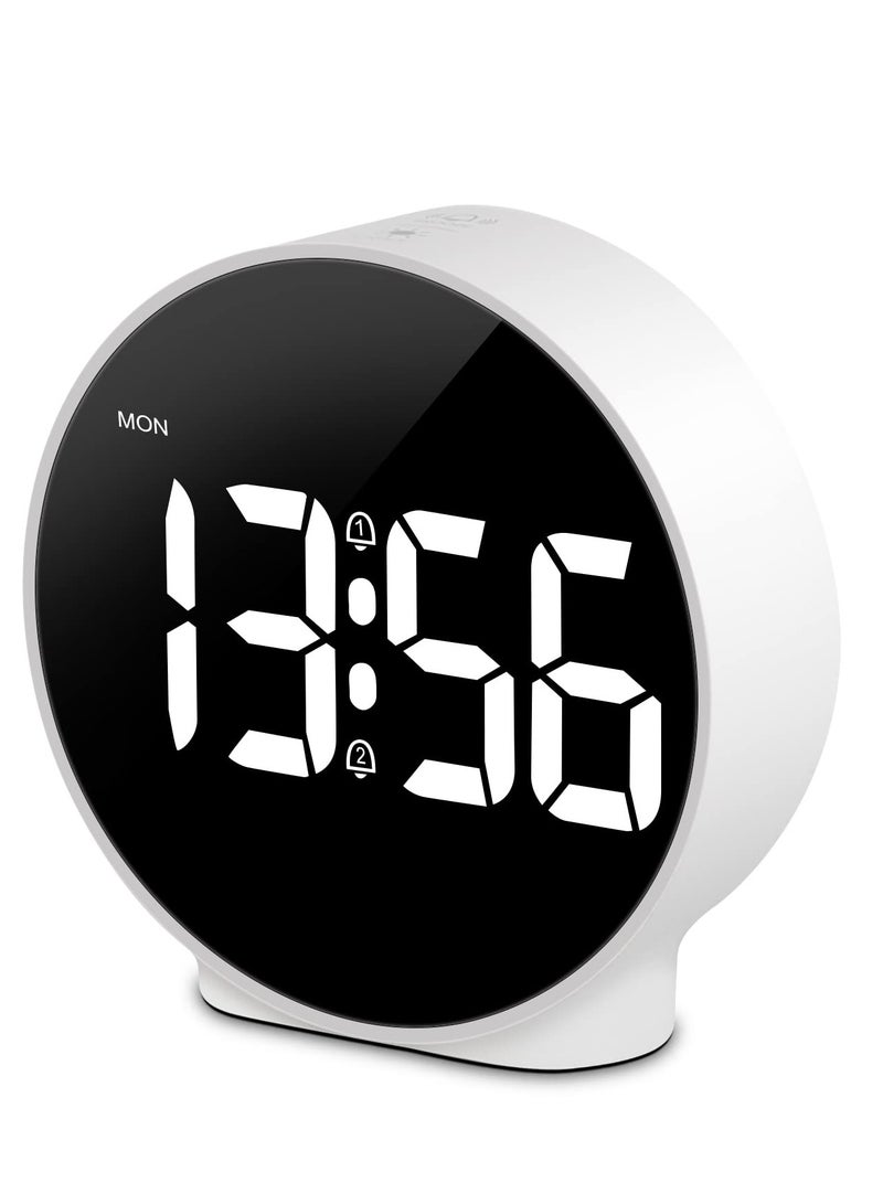 Small Digital Alarm Clock, HD LED Display Digital Alarm Clock, Desk Travel Electronic Clock Dual Alarm, 3 Adjustable Brightness, for Bedroom, Office, Table, Black (No Battery＆Adapter)