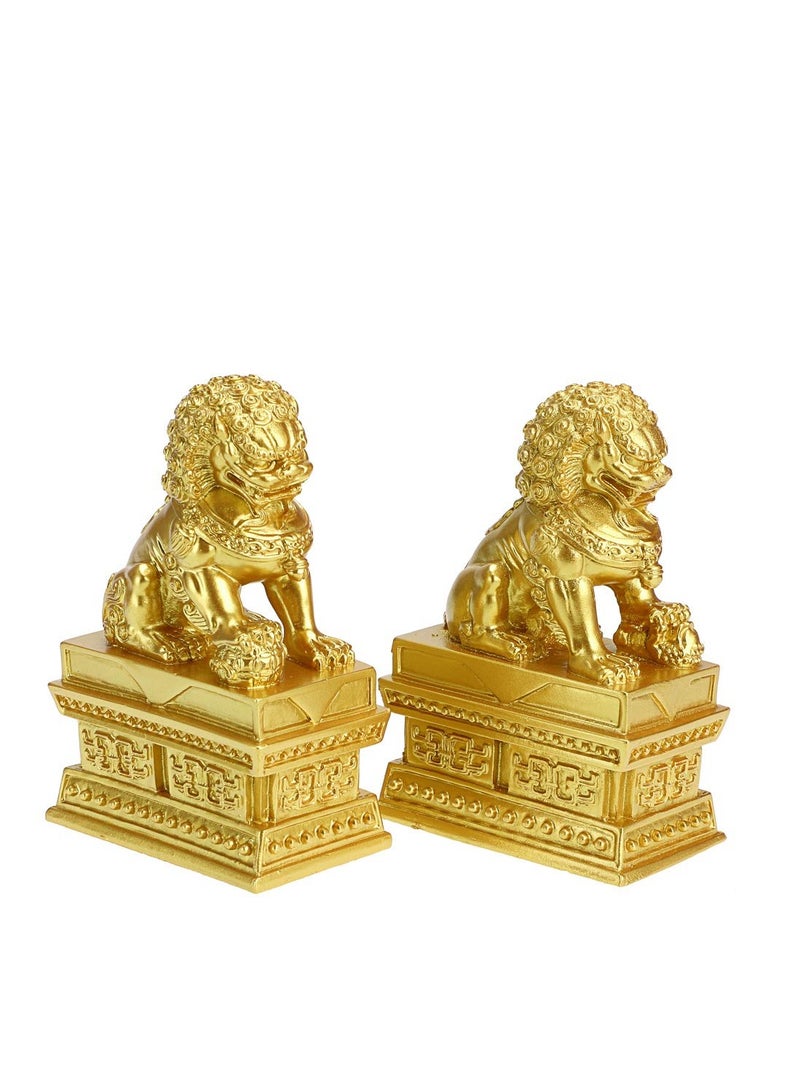 Chinese Style Pair of Lion Statue, Foo Dogs Decor Stone Lion,Chinese Style Feng Shui Statues Auspicious Ornaments,  Suitable for Home Decor, Store Opening Gift, House Warming
