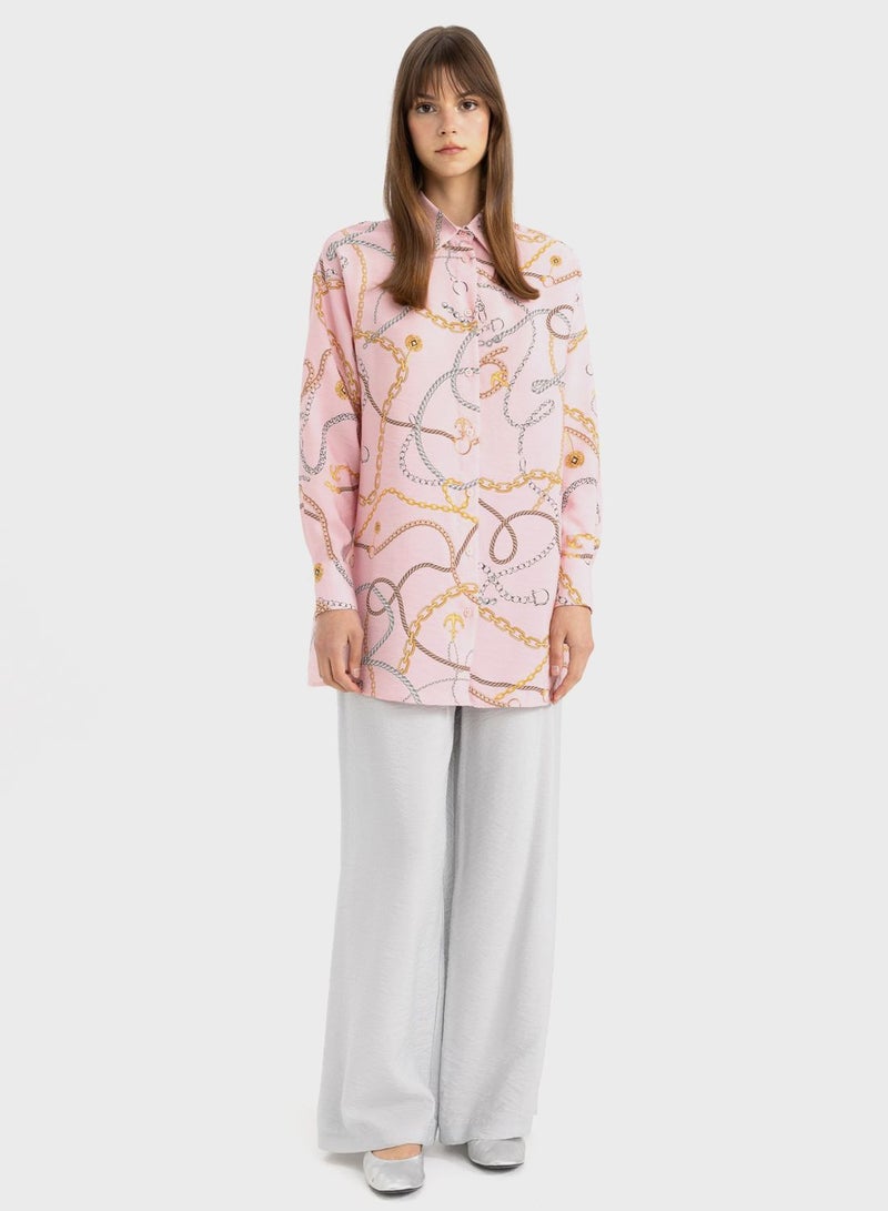 Relax Fit Printed Long Sleeve Tunic