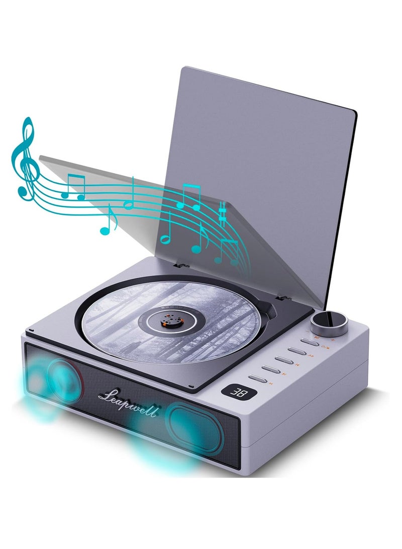 CD Player Portable, Leapwell Portable CD Player with Speakers Bluetooth for Car Home, Small Compact Desktop Retro CD Player Rechargeable with Headphones Radio, Personal CD Players with FM USB