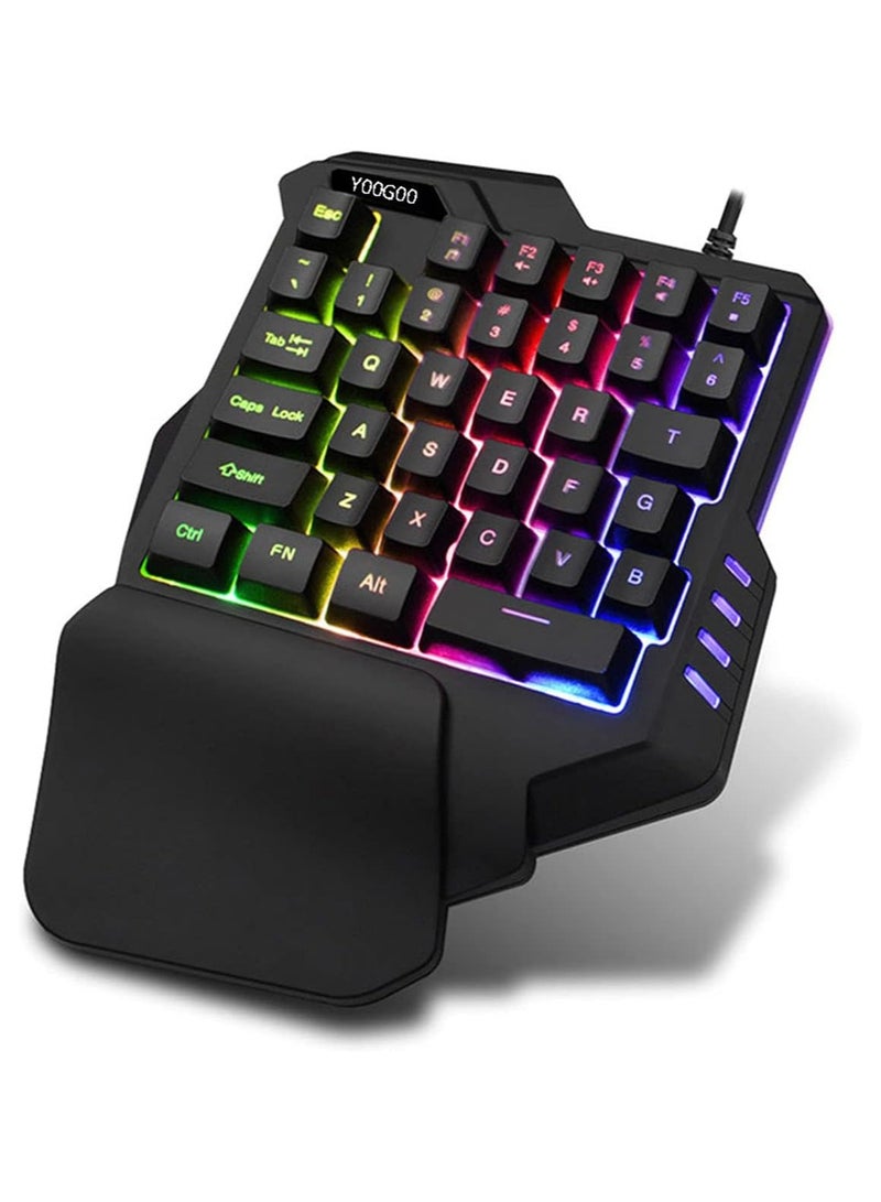 Ergonomic One Handed Gaming Keyboard With 35 Keys Portable Backlight Keypad Multimedia Keys For7 8 10 PC Wide Compatibility
