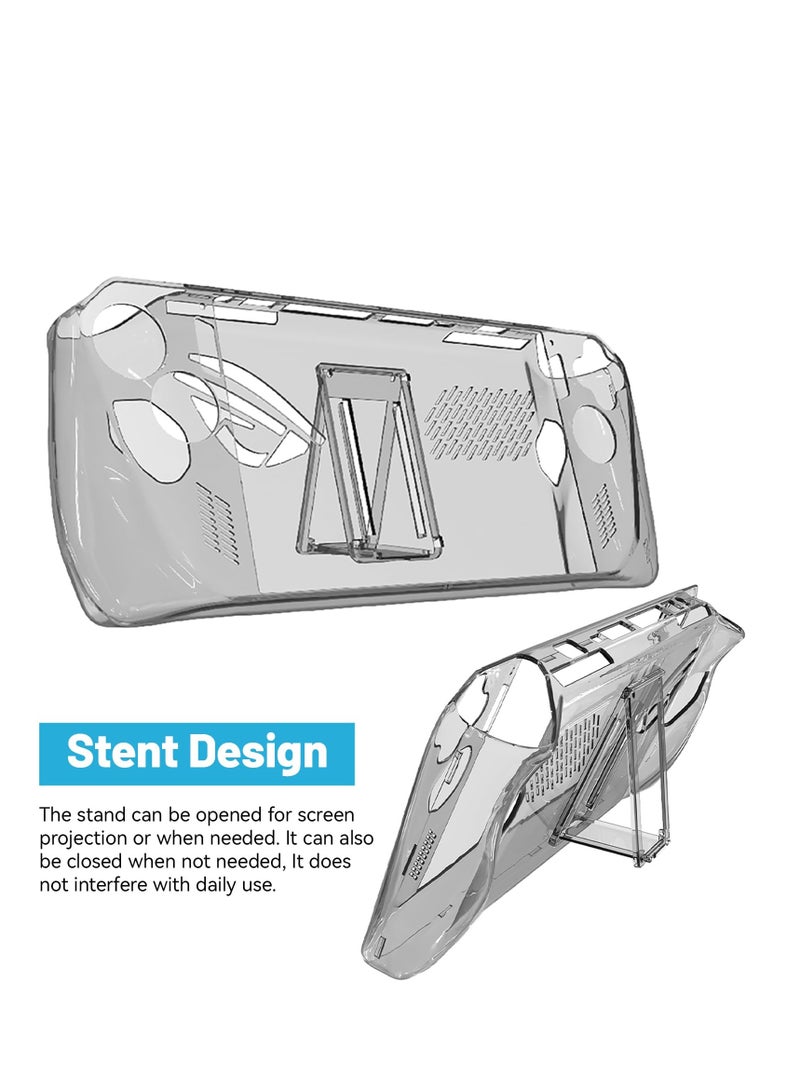 Transparent PC Crystal Protective Case for Rog Ally with Kickstand, Shockproof Non-Slip Anti-Collision Crystal Protective Case, Suitable for Rog Ally(3PCS: 1 Protective Film +2 Tempered Film)