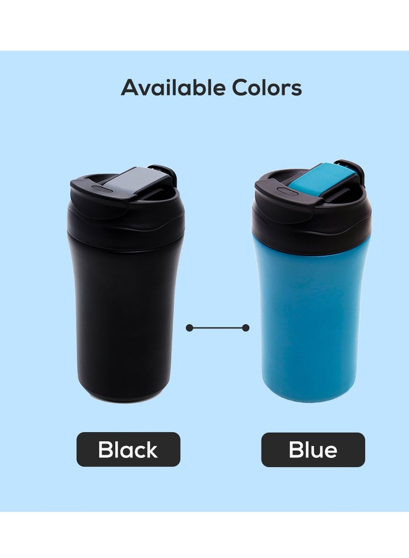 Double Wall Insulated Tumbler Water Bottle - Black, 400Ml