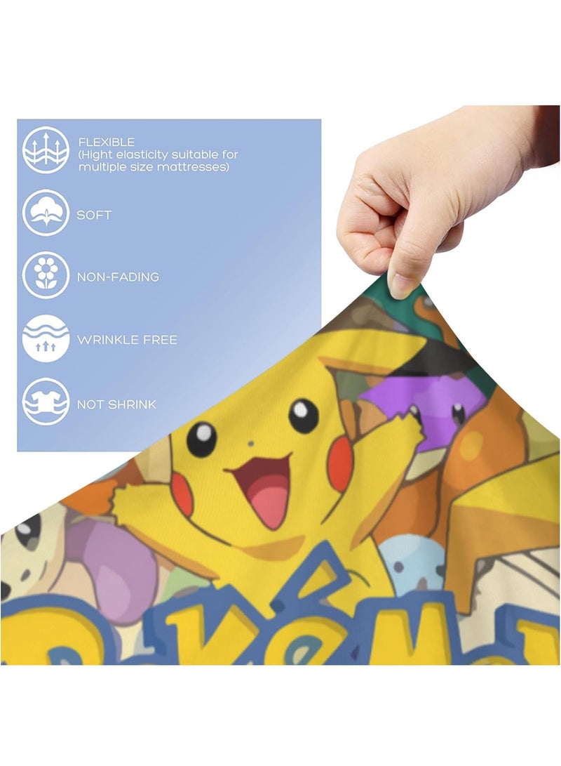 Pokemon Cartoon 3 Pieces Bedding Sets Lightweight Comfortable Soft 3D Printed Quilt Cover 150x200cm