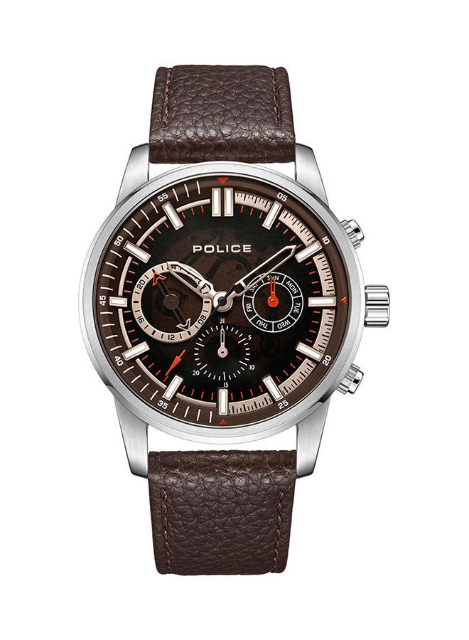 Men's Greenlane Leather Strap Chronograph Wrist Watch PEWJF2227006 - 46mm - Brown