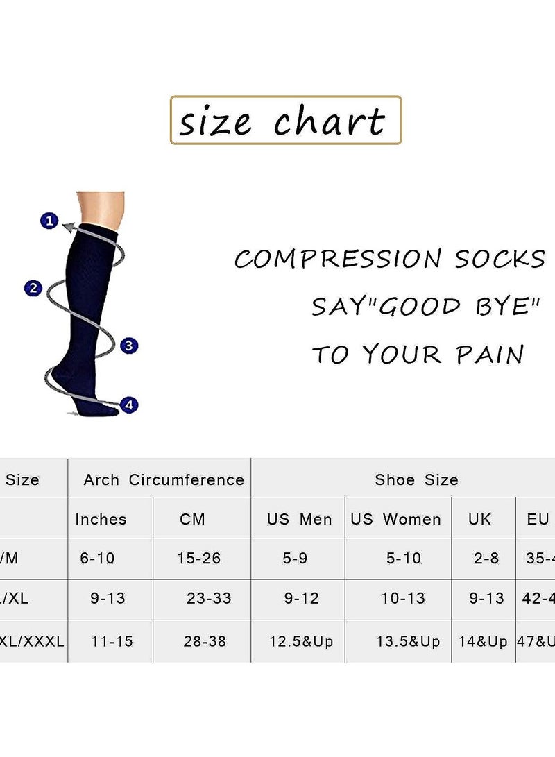 Copper Compression Socks for Men & Women, Copper-Infused Compression Socks Moisture-Wicking Copper Compression Socks for Medical Running Hiking Cycling 15-20 mmHg (Black/White, L/XL)