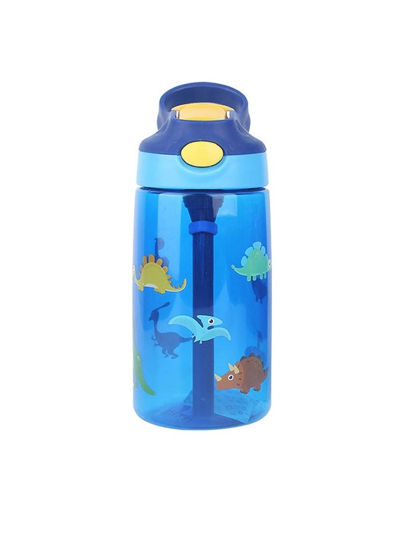 Drinking Bottle, Kids Water Bottle with Flip Straw, Flexible Carry Handle and Easy Push Button, BPA-free, Very Suitable for School And Sports Children's Water Bottle(Blue)