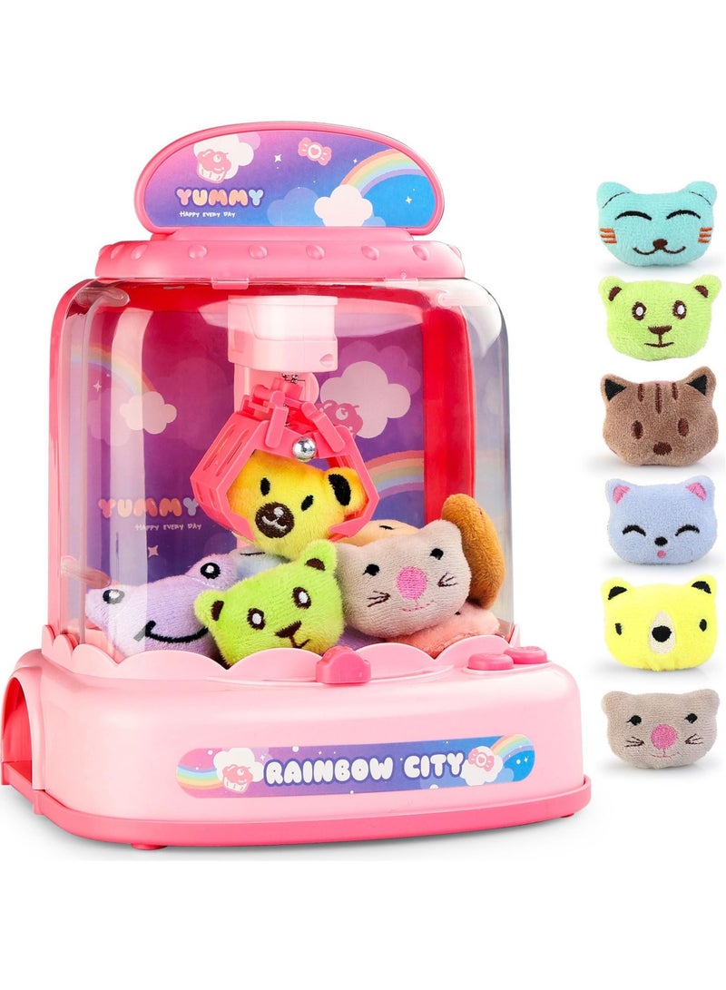 Claw Machine for Kids,Electronic Arcade Game Indoor Toy with Music Light, Mini Vending Machine Girl Toys, Candy Grabber Toys,Suitable for 3 5 6 7 9 year old Kids Birthday Gift (6 Mini Dolls)