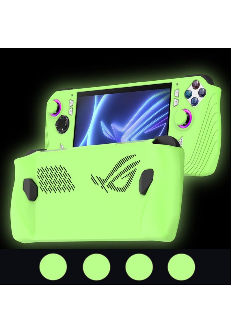 Protective Case for ASUS Rog Ally, Anti-Slip Shockproof Cover Silicone Case, Protector Case for Asus ROG Ally Handheld Game Accessories(Glow Green)