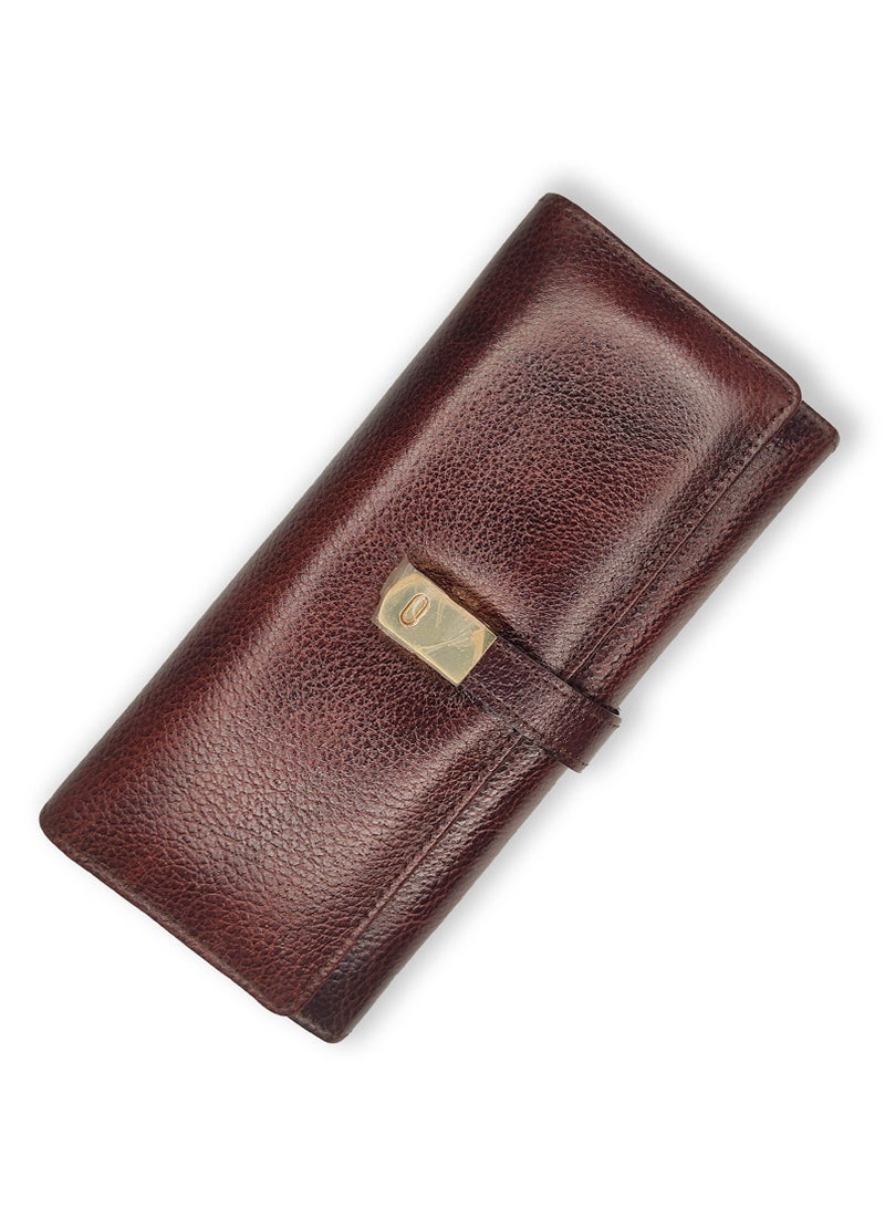 Genuine Leather Designer Ladies Wallet Dark Brown