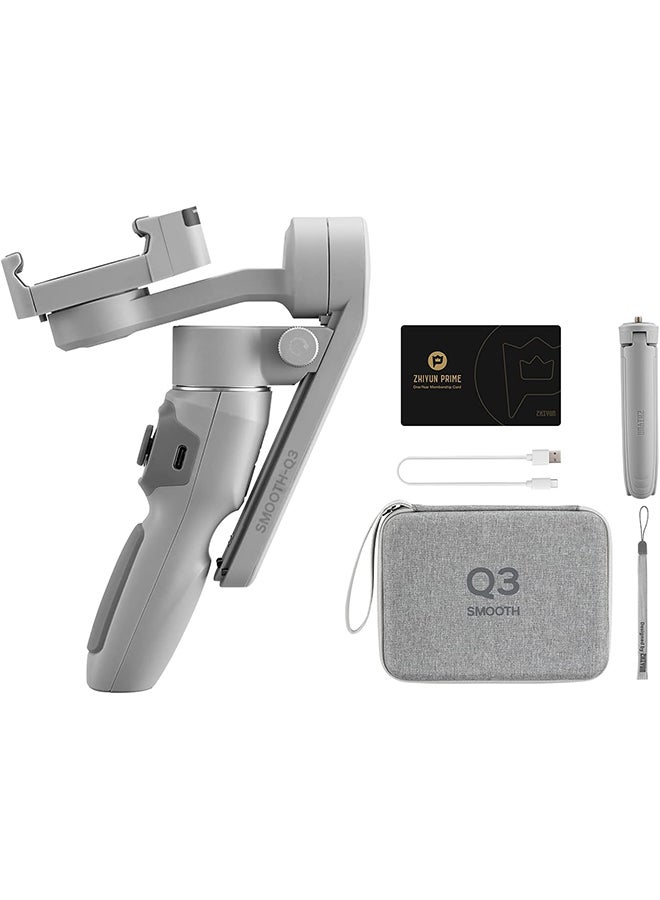 Smooth Q3 Combo, Handheld 3-Axis Smartphone Gimbal Stabilizer with Grip Tripod LED Fill Light Protective Case Foldable Phone for iPhone & Android