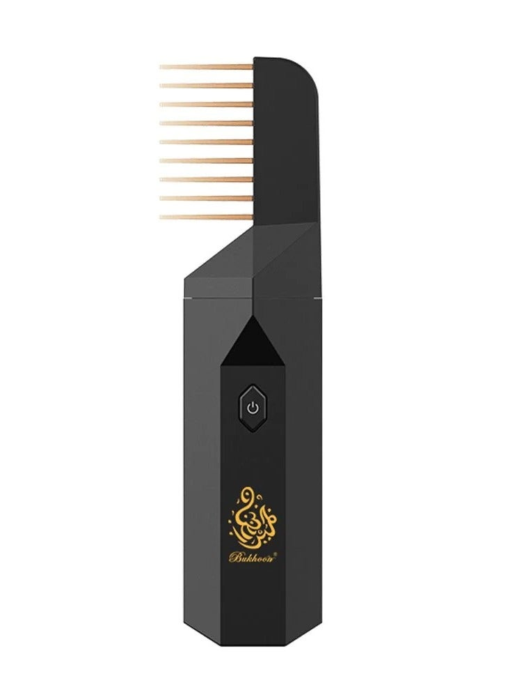 USB Rechargeable Comb Electric Bakhoor Luxury Incense Burner B26 Black