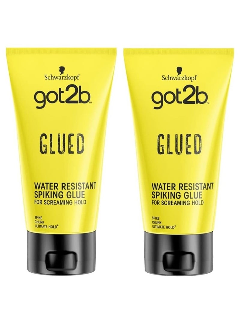 Schwarzkopf got2b Glued Spiking Glue Hair Gel, Water Resistant, Strong Hold for Up to 72 Hours, 150ml pack of 2