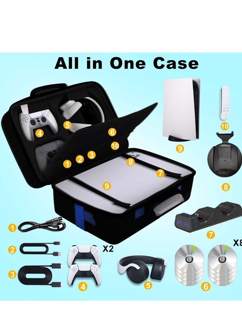 Carrying Case for Playstation 5 Console, Travel Case Compatible with PS5, DualSense Controllers, Base, Games and Accessories