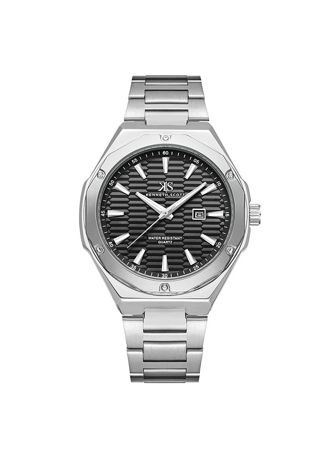 Men's Analog Round Shape Stainless Steel Wrist Watch K23026-SBSB - 46 Mm