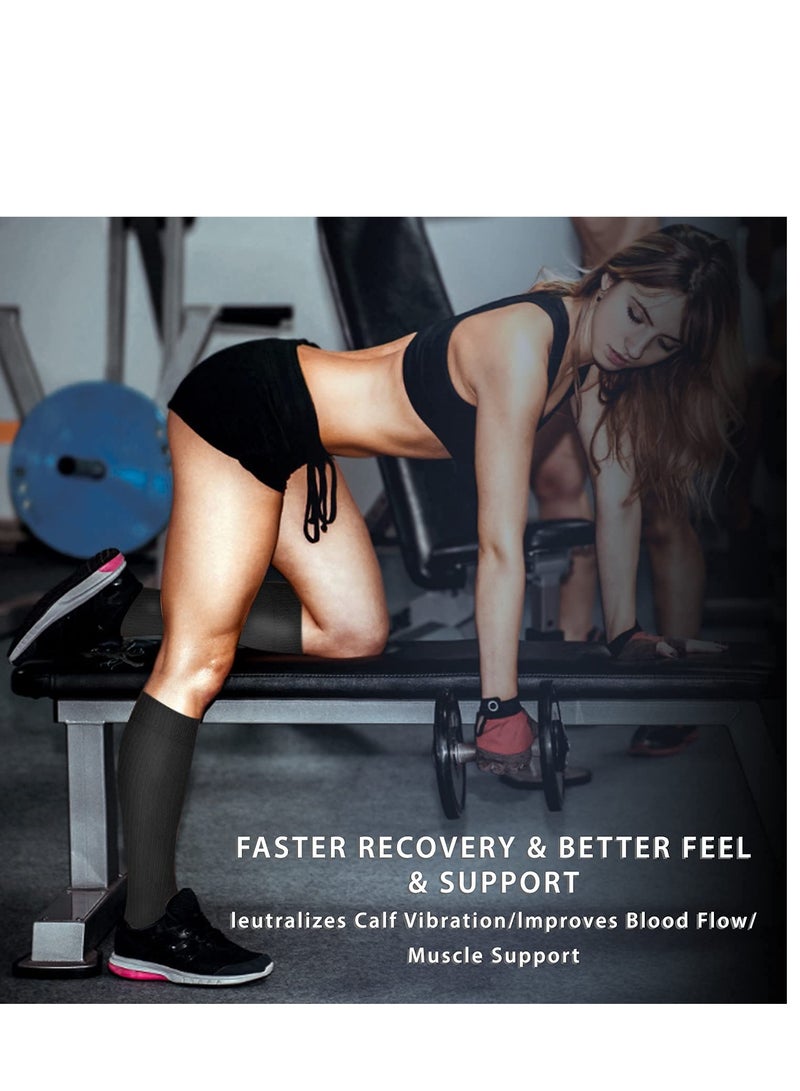 Copper Compression Socks for Men & Women, Copper-Infused Compression Socks Moisture-Wicking Copper Compression Socks for Medical Running Hiking Cycling 15-20 mmHg (Black/White, L/XL)