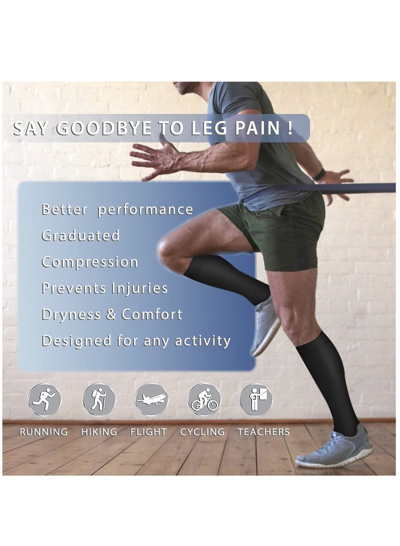 Copper Compression Socks for Men & Women, Copper-Infused Compression Socks Moisture-Wicking Copper Compression Socks for Medical Running Hiking Cycling 15-20 mmHg (Black/White, L/XL)