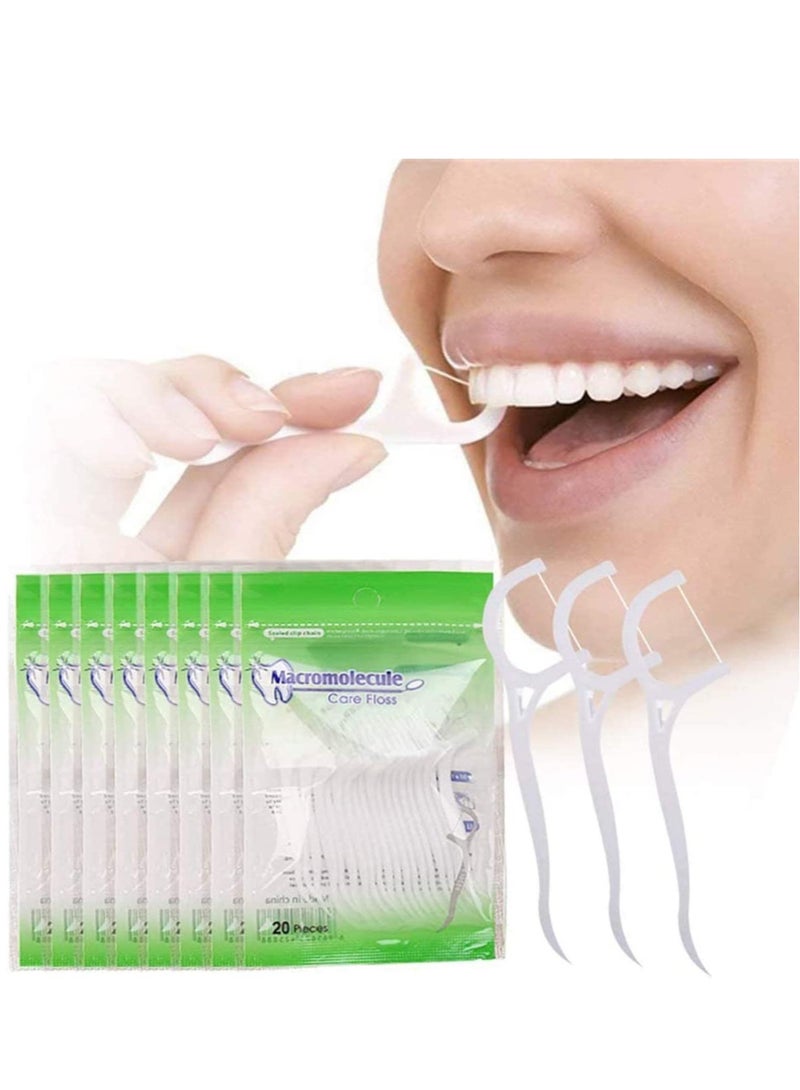 160 PCS Dental Floss Picks, Plastic Interdental Tooth Sticks Triple Clean Teeth Stick Flat Toothpick Disposable Flosser