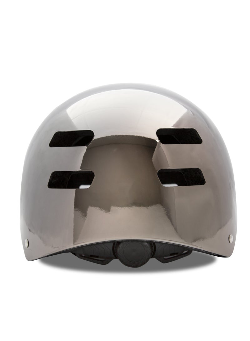 Spartan Mirage Kids Helmet (Nickel Chrome) for Kids Ages 6-14; Multi-Sport Boys and Girls Scooter, Bike and Skateboard Helmet, One Size