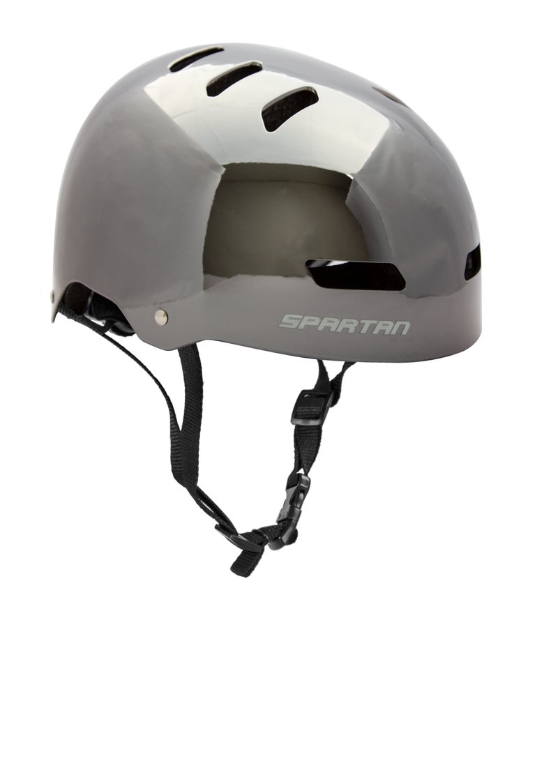 Spartan Mirage Kids Helmet (Nickel Chrome) for Kids Ages 6-14; Multi-Sport Boys and Girls Scooter, Bike and Skateboard Helmet, One Size