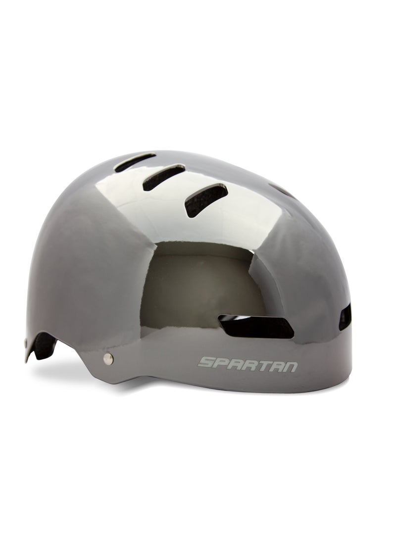 Spartan Mirage Kids Helmet (Nickel Chrome) for Kids Ages 6-14; Multi-Sport Boys and Girls Scooter, Bike and Skateboard Helmet, One Size