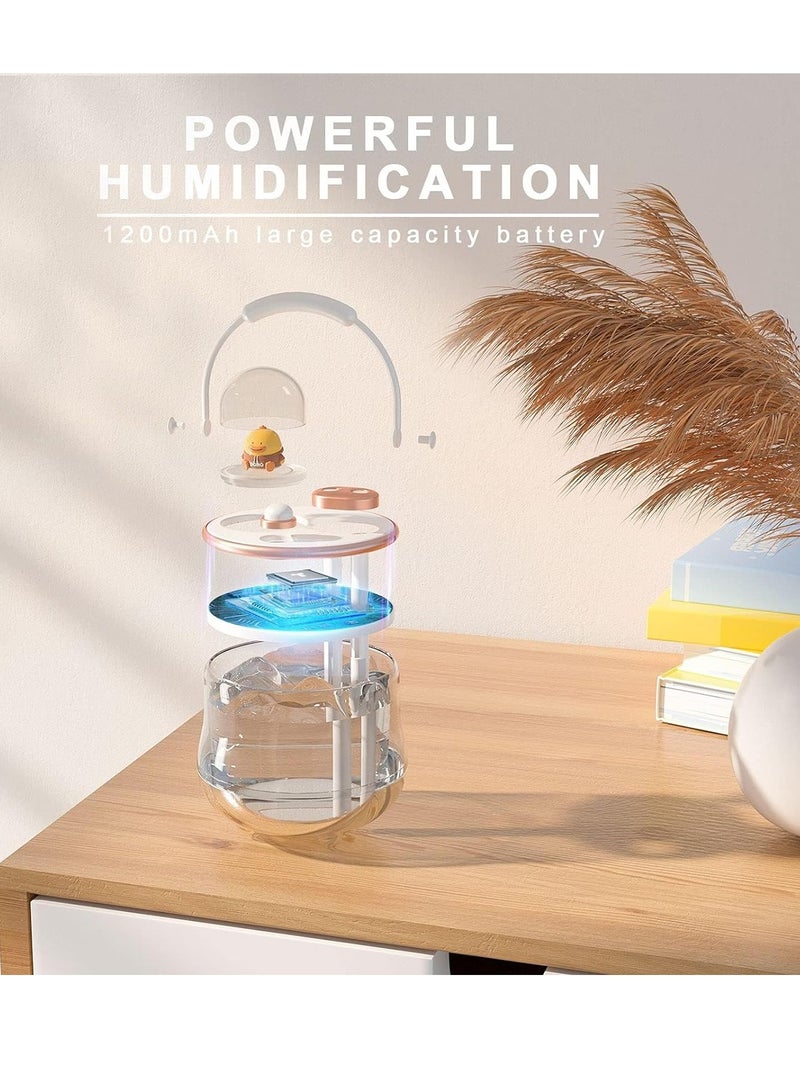 Cool Mist Humidifier, 400ml Mini Portable Humidifier with Adjustable Double spray Personal Humidifier For Bedroom Kids Office Desktop Home, White