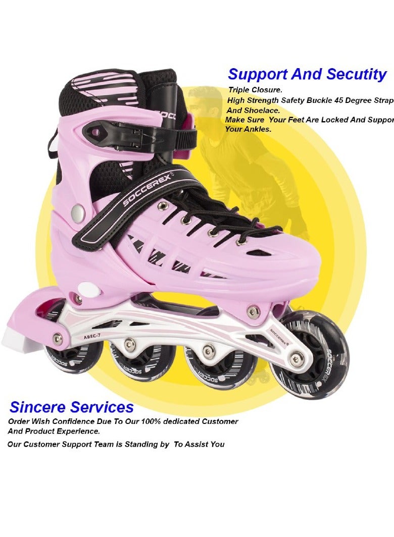 Inline and Roller Skates Shoes for Kids Youth full Set With Helmet and Protection