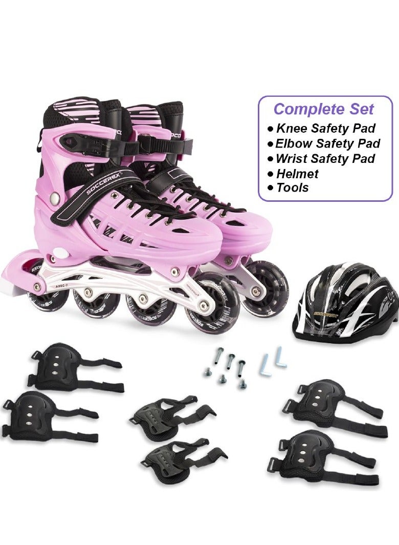 Inline and Roller Skates Shoes for Kids Youth full Set With Helmet and Protection