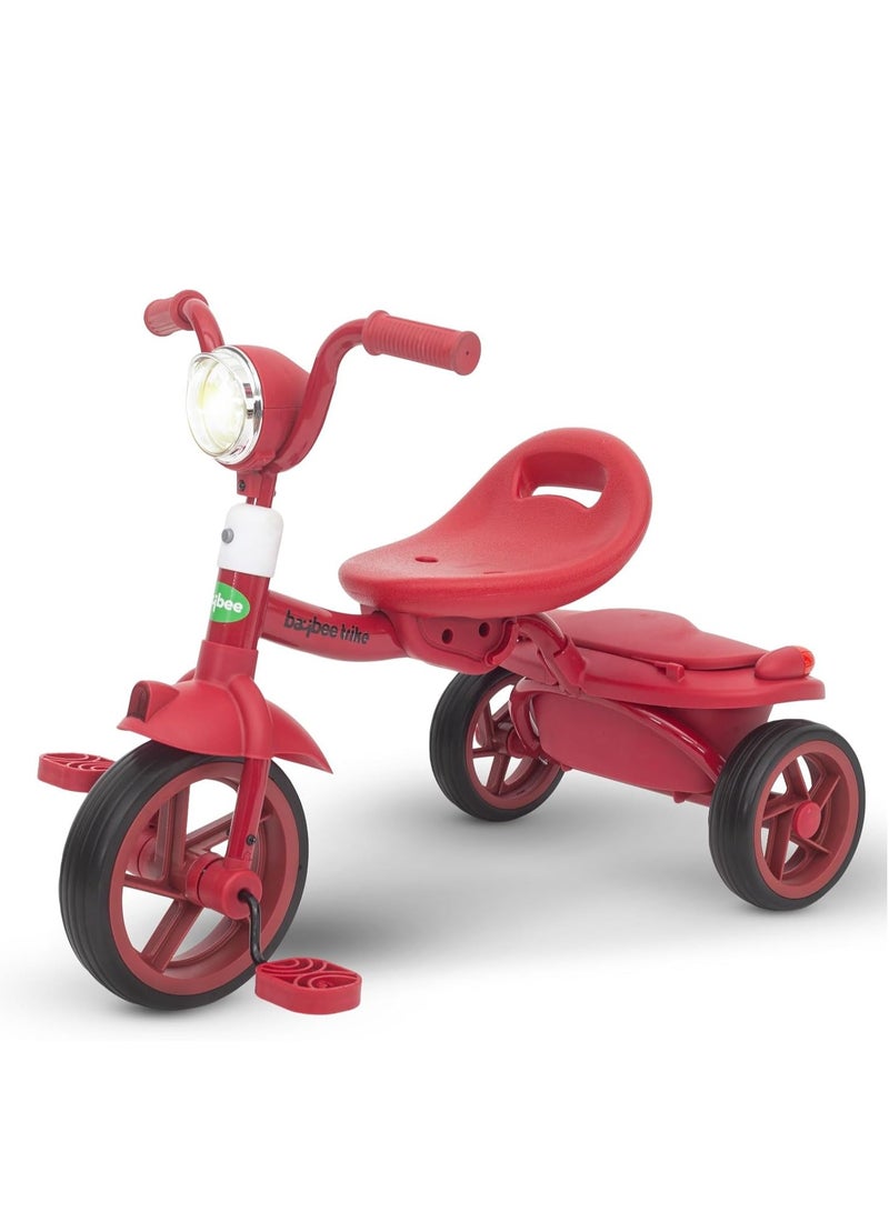 Baybee Flyer Tricycle for Kids Toddler Foldable Tricycle with Back Stroge & Head light for 2 to 5 Years Boys and Girls Kids Trike