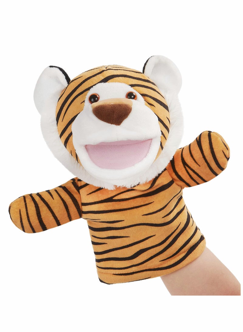 Hand Puppet Toys Plush Tiger Stuffed Hand Puppets Animals Soft Lovely Wildlife Toy Doll Funny Developing Intelligence Birthday for Kids Toddler Adults Babies
