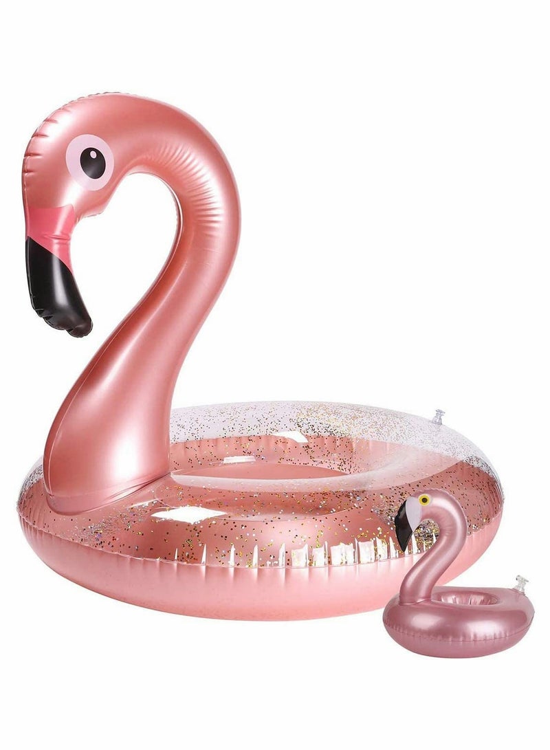 Flamingo Shape Inflatable Pool Float with Pool Drink Holder