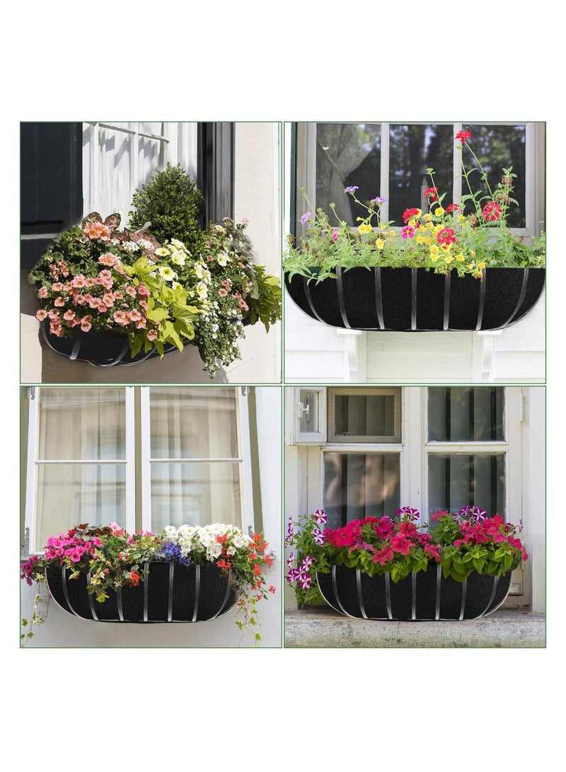 24 Inch Planter Basket Liners Fabric Window Box Liners Felt Trough Planter Liner Replacement Black Flower Basket Liner Non-Woven Hanging Plant Liner for Planters Garden Fence, 3PCS