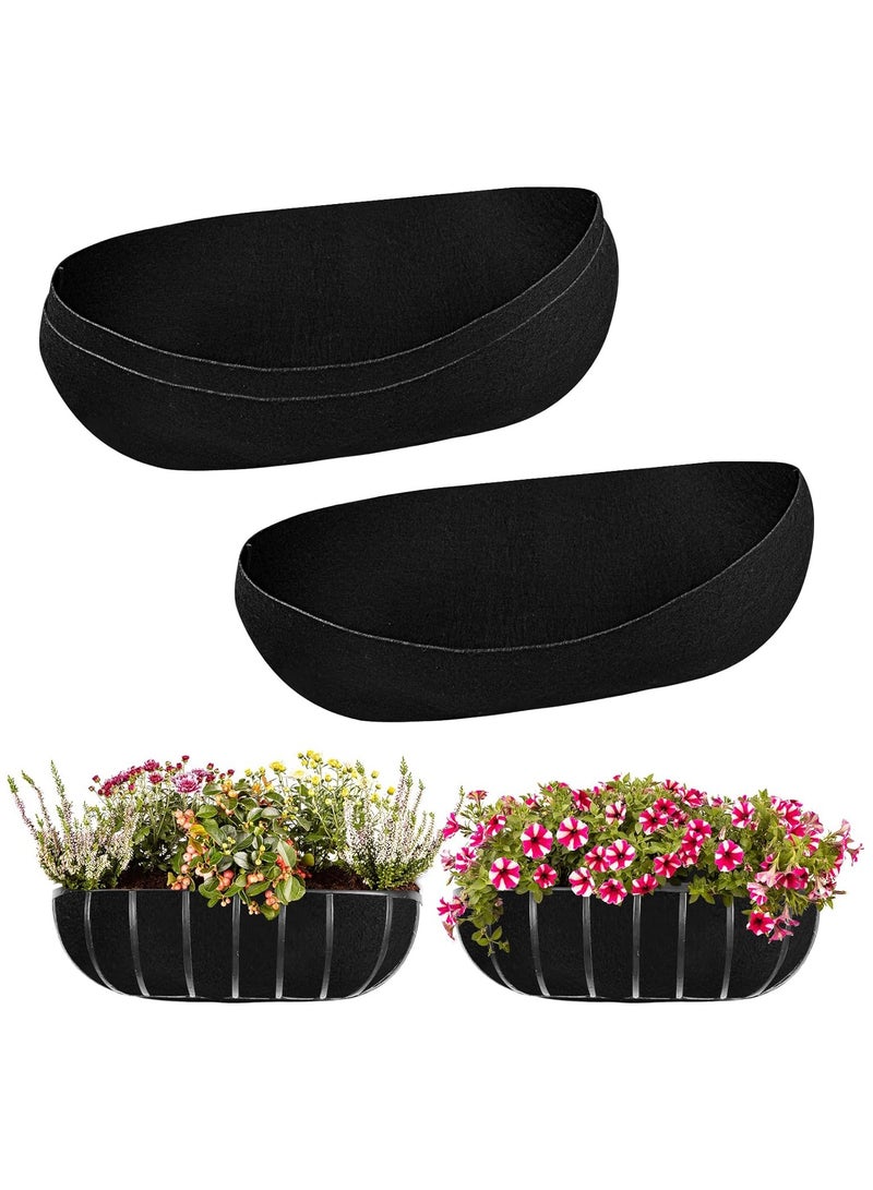 24 Inch Planter Basket Liners Fabric Window Box Liners Felt Trough Planter Liner Replacement Black Flower Basket Liner Non-Woven Hanging Plant Liner for Planters Garden Fence, 3PCS