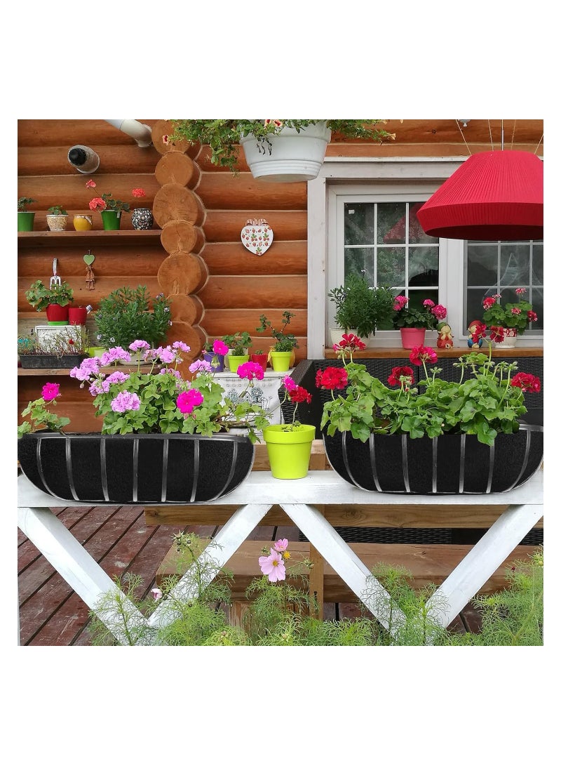 24 Inch Planter Basket Liners Fabric Window Box Liners Felt Trough Planter Liner Replacement Black Flower Basket Liner Non-Woven Hanging Plant Liner for Planters Garden Fence, 3PCS