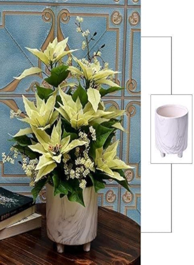 Yatai White Marble Ceramic Flower Vase Home Decor Vase And Table Centerpieces Vase - Ideal Gifts For Friends And Family, Christmas, Wedding, Marble Home Decor, Marble Desk Accessories (Medium)