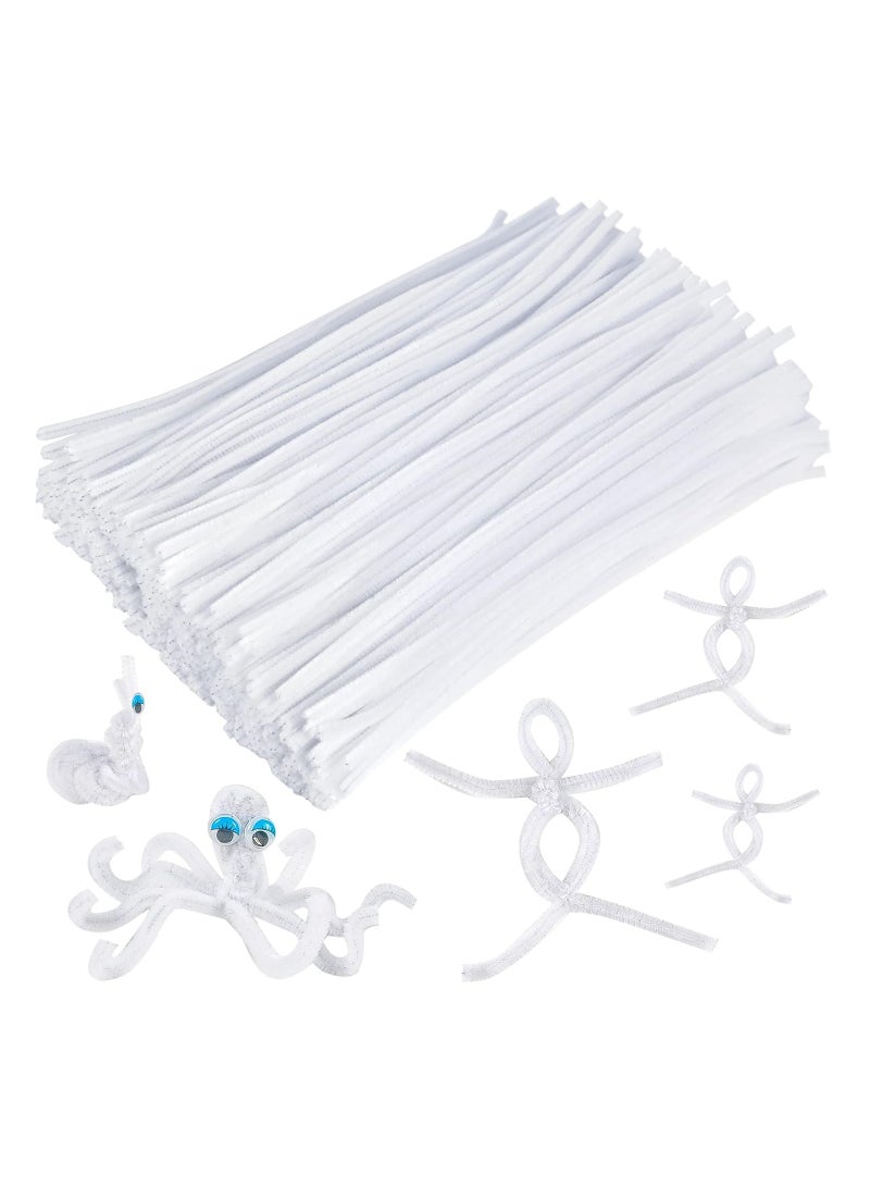 200 PCS Pipe Cleaners Chenille Stem, Bump Chenille Stems Pipe Cleaner, White Pipe Cleaners Crafts Supplies for DIY Arts Crafts Decorations (White)