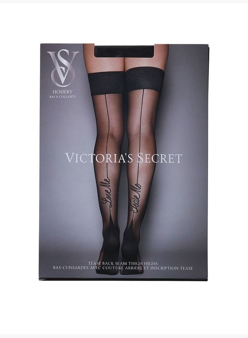 Back-Seam Script Thigh Highs with Reinforced Heel